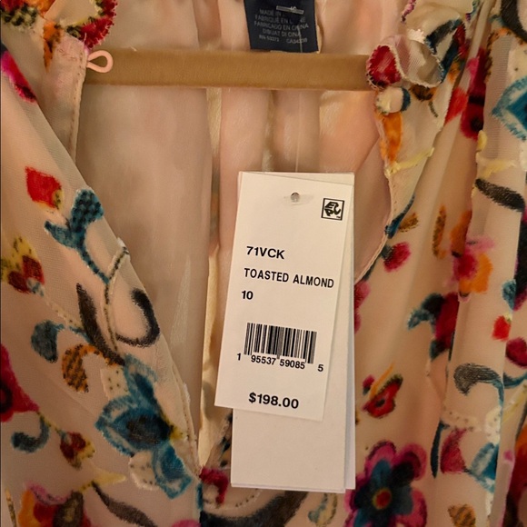 NWT French Connection Avery Long Sleeve Burnout Floral Midi Dress Toasted Almond - Picture 8 of 10